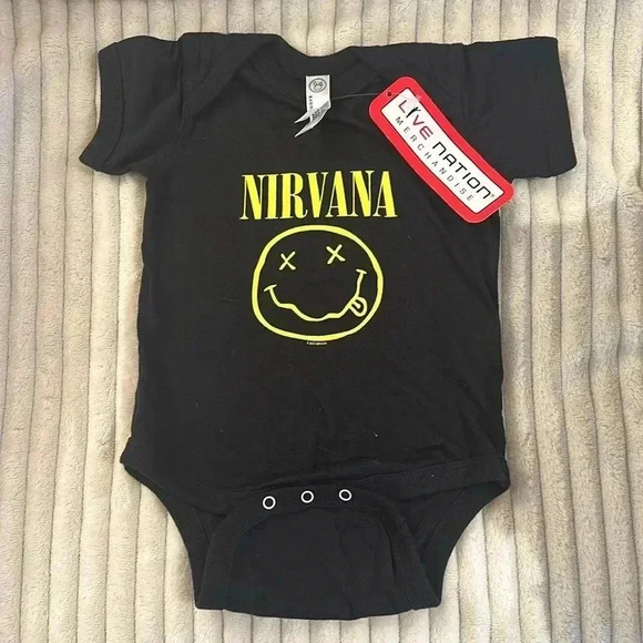 NWT - Rabbit Skins - short  sleeve Nirvana onesie shirt/top. Size 12 months - Picture 3 of 5